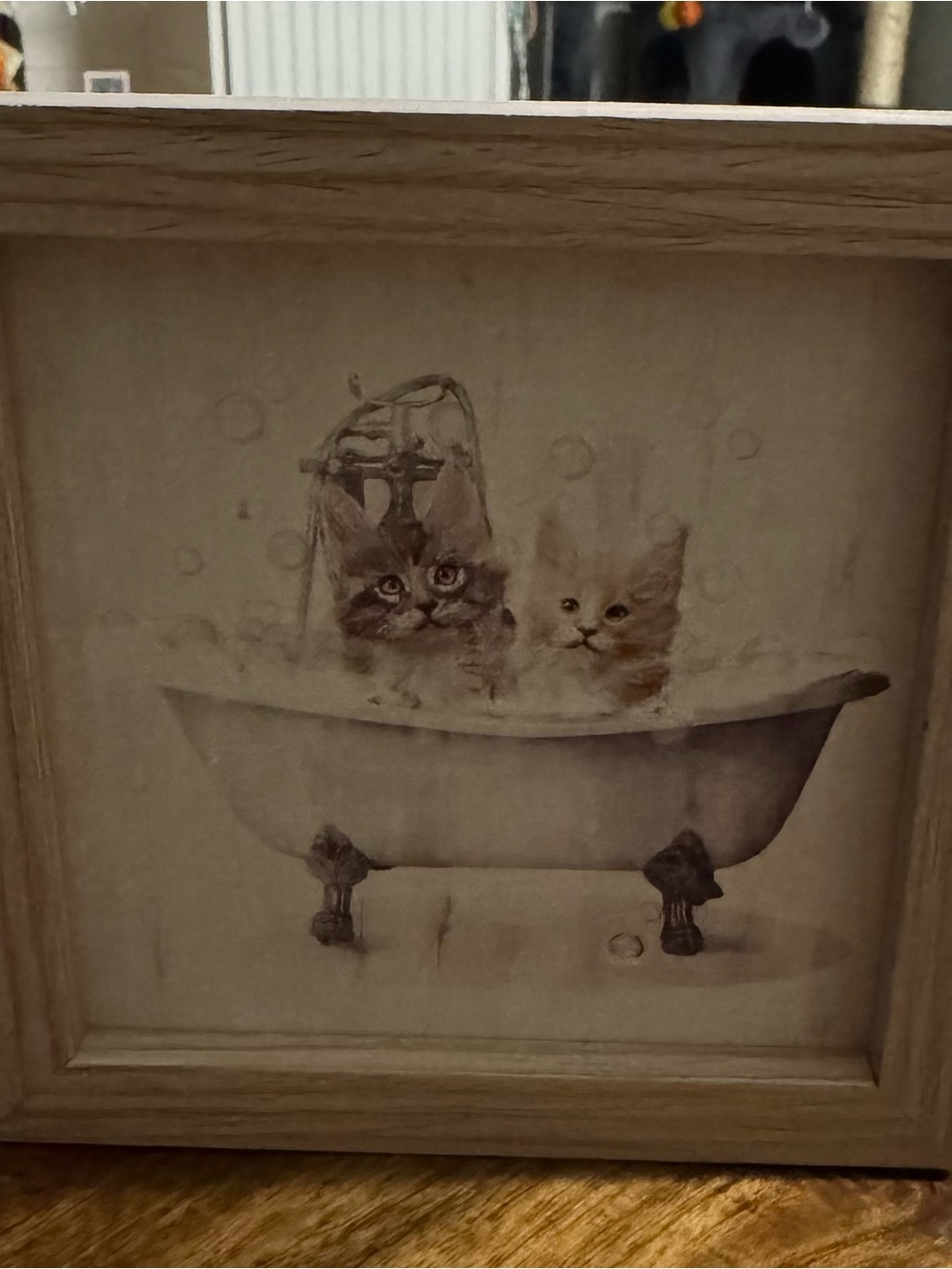 Hobby Lobby Framed Kitten Bathtub Wall Art - Neutral Tones